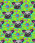 Gray Bear with Pink Blue Whimsical Swirls Rug