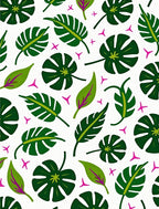 Lush Green Tropical Leaf Mix Rug