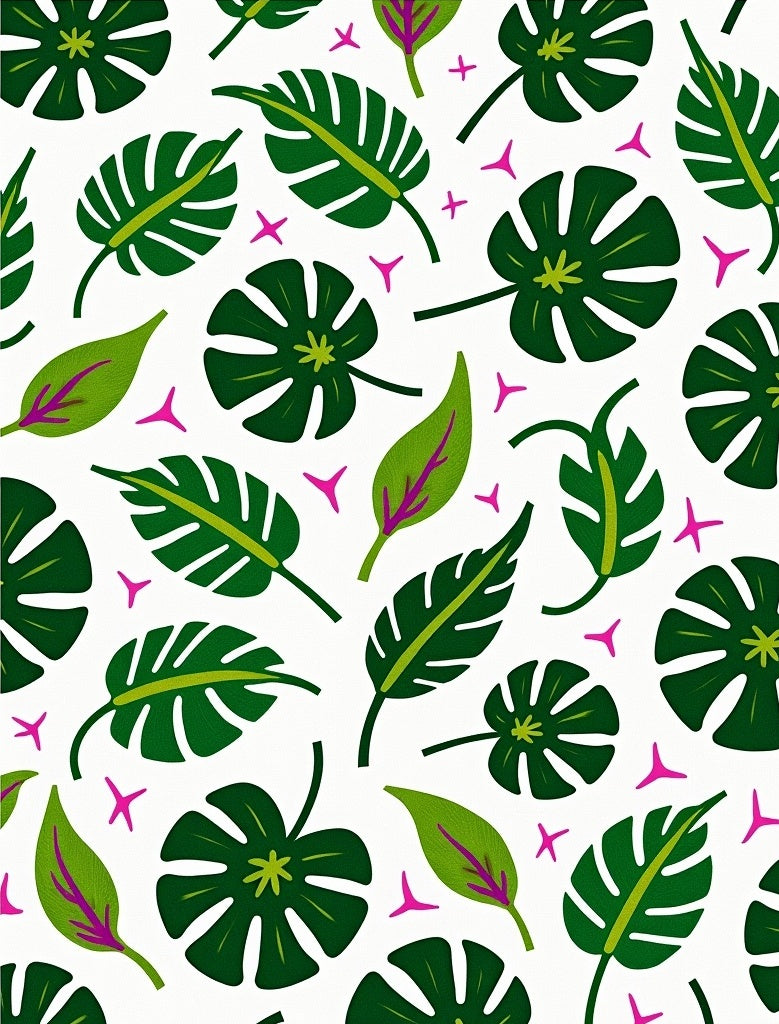 Lush Green Tropical Leaf Mix Rug