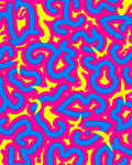 Vibrant Pink Blue Yellow Swirls Rug