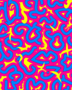 Vibrant Pink Blue Yellow Swirls Rug
