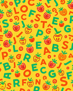 Alphabet Strawberry Yellow Graphic Rug