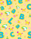 Yellow Blue Alphabet Cute Characters Rug
