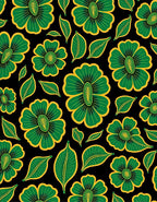 Green Yellow Bold Floral Garden Rug