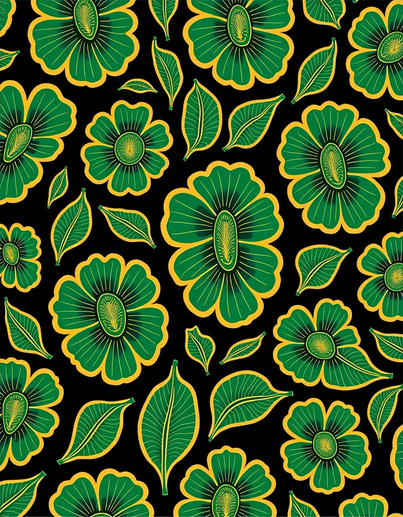 Green Yellow Bold Floral Garden Rug