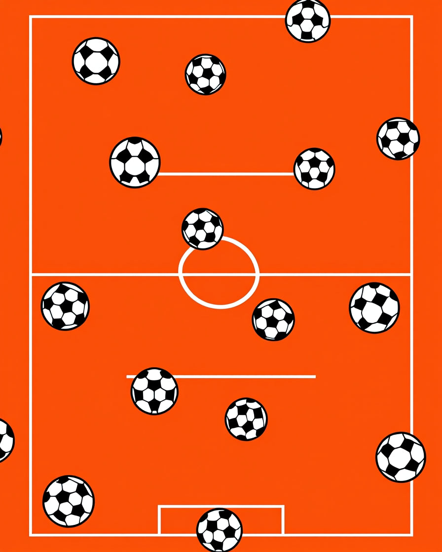 Orange Soccer Field Balls Rug