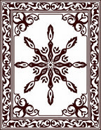 Ornate Dark Brown Medallion Frame Rug