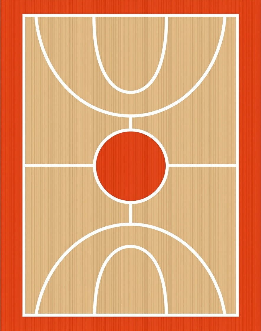 Orange Wood Grain Court Lines Rug