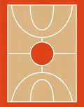 Orange Wood Grain Court Lines Rug