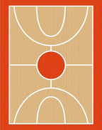 Orange Wood Grain Court Lines Rug