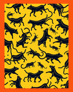 Black Panther Yellow Playful Animals Rug