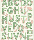 Whimsical Green Alphabet Pink Critters Rug