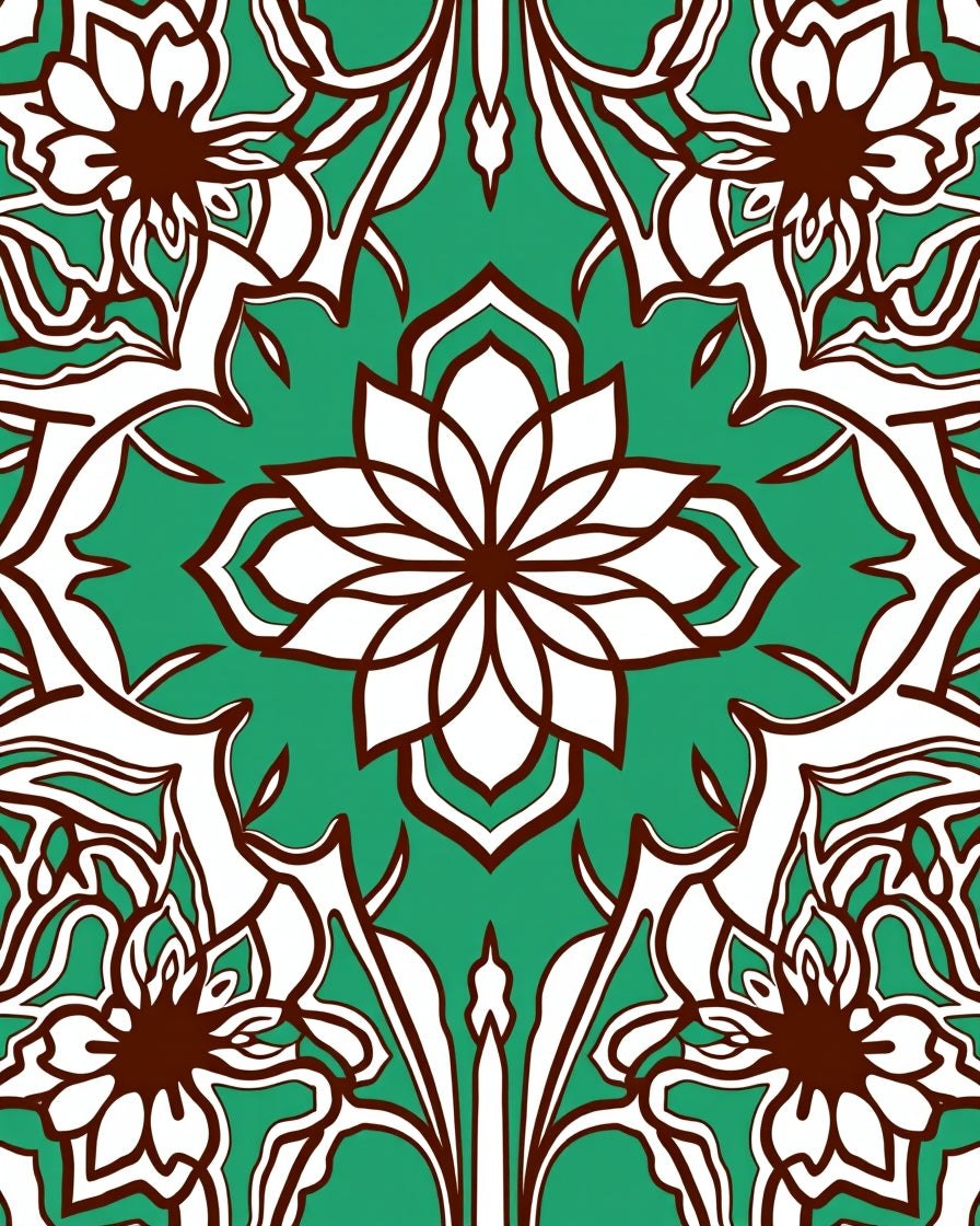Emerald Jade Floral Arabesque Rug