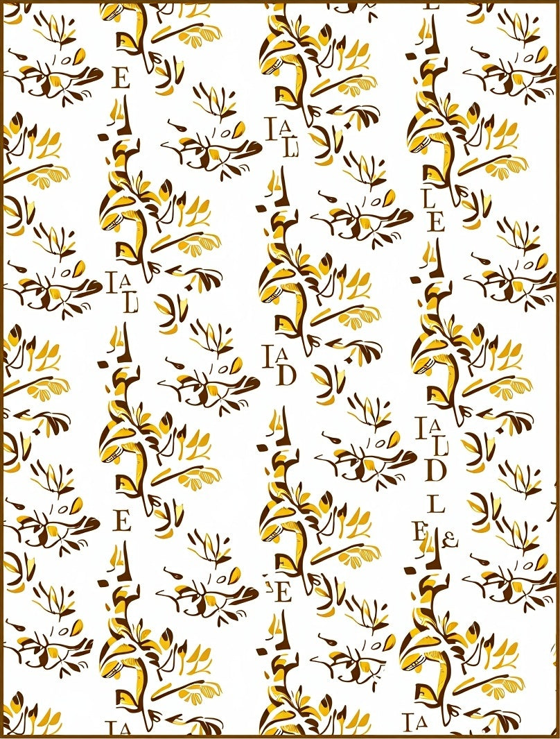 Gold Leaf Botanical Art Nouveau Rug