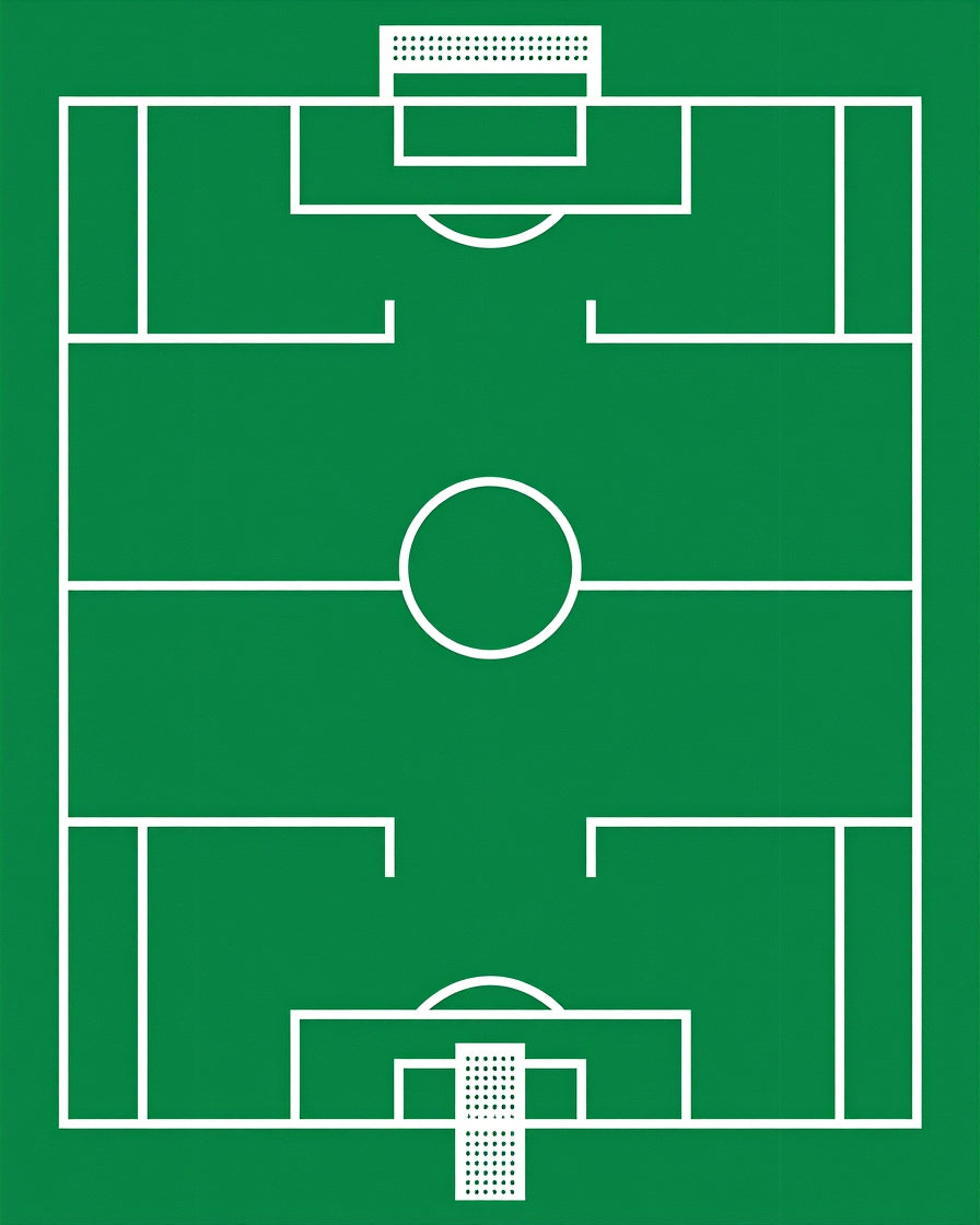 Soccer Field Green White Geometric Grid Rug