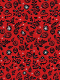 Bold Red Folk Art Floral Rug