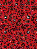 Bold Red Folk Art Floral Rug