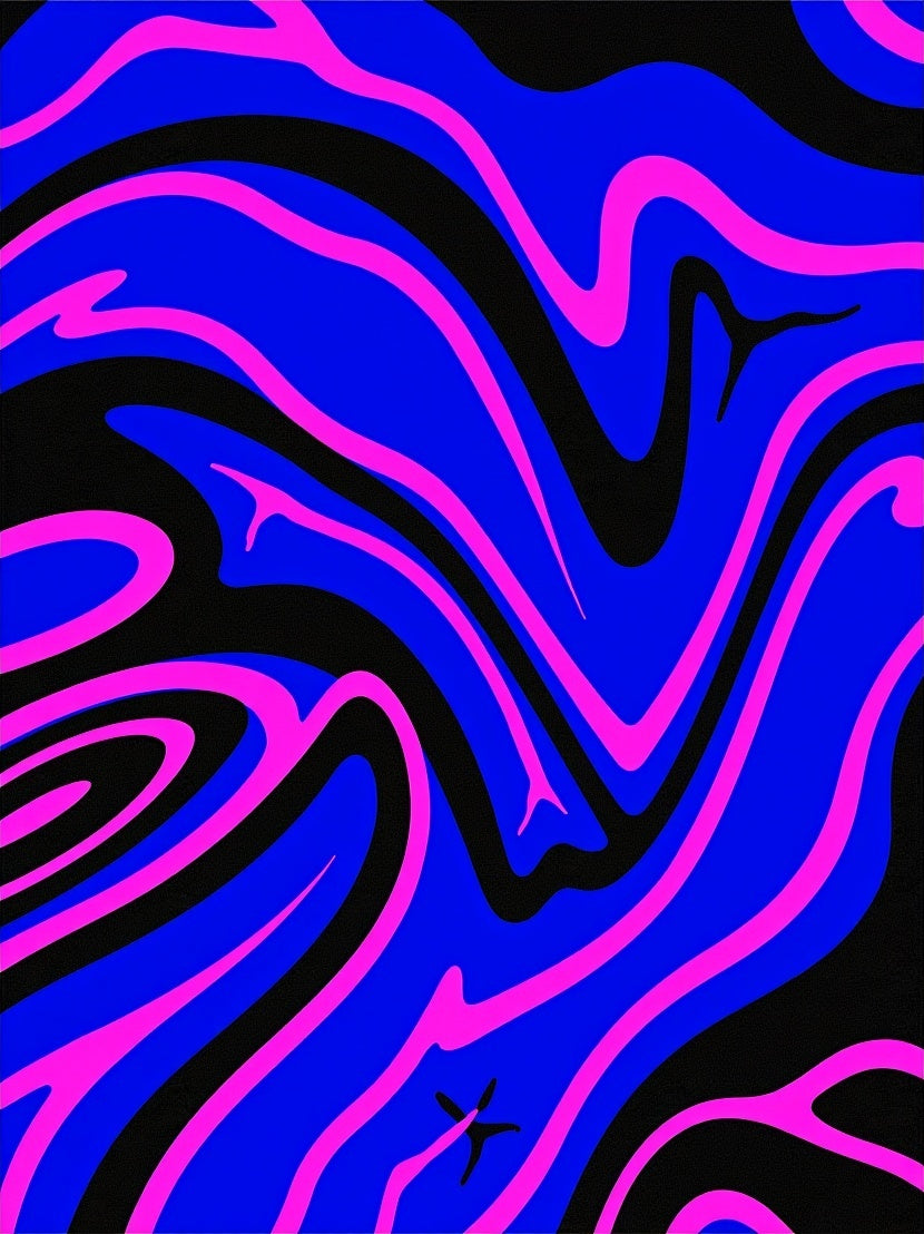 Vibrant Blue Pink Swirl Liquid Rug