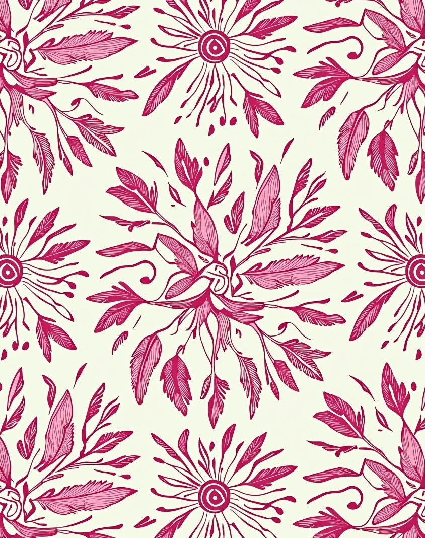 Vibrant Pink Floral Radiating Bloom Rug