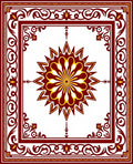Garnet Gold Floral Centerpiece Frame Rug