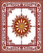 Garnet Gold Floral Centerpiece Frame Rug