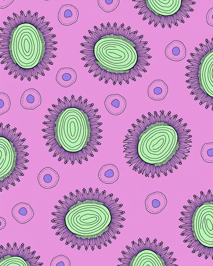 Purple Pink Floral Abstract Circles Rug