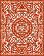 Vibrant Orange White Arabesque Medallion Rug