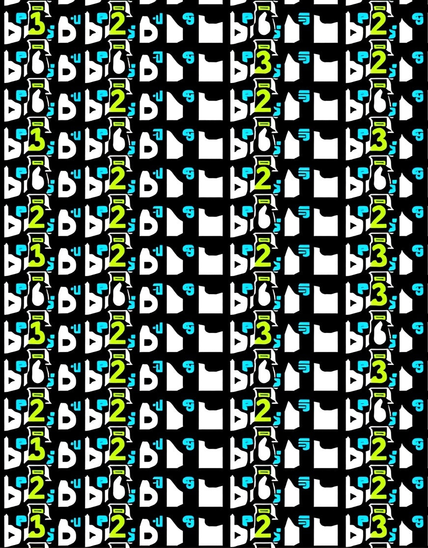 Bold Neon Geometric Alphabet Collage Rug