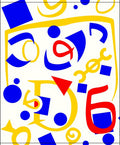Abstract Yellow Blue Red Geometric Collage Rug