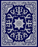 Royal Blue Ornate Vine Centerpiece Rug