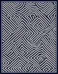 Abstract White Stripe Navy Geometric Rug