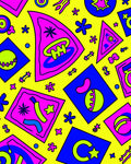 Funky Pink Blue Yellow Geometric Collage Rug