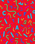 Retro Festive Alphabet Confetti Riot Rug