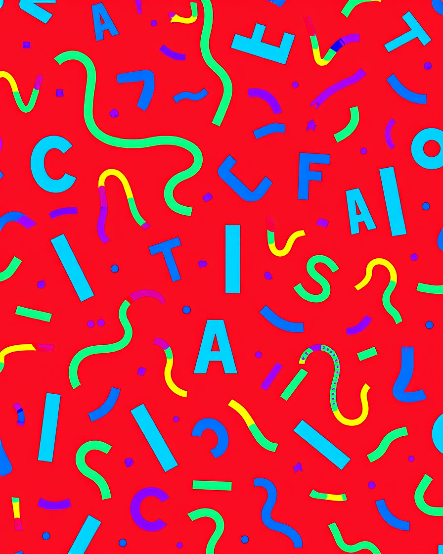 Retro Festive Alphabet Confetti Riot Rug