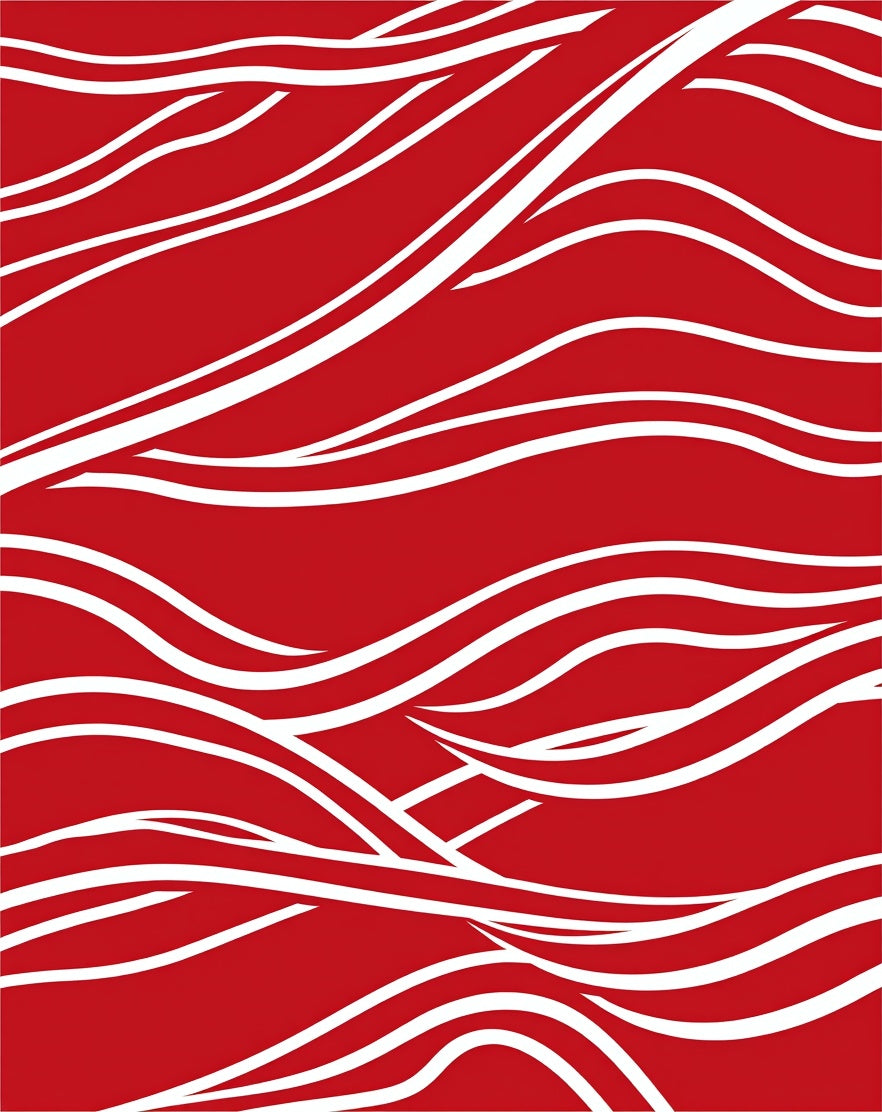 Crimson White Flowing Lines Rug