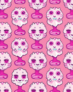 Playful Pink Cat Monster Characters Rug