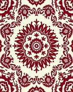 Cardinal Red Floral Mandala Rug