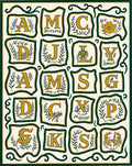 Golden Alphabet Botanical Floral Border Rug