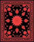 Coral Black Floral Medallion Border Rug