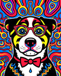 Pop Art Dog With Psychedelic Swirls Rug