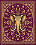 Golden Elephant Plum Mandala Rug