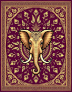 Golden Elephant Plum Mandala Rug