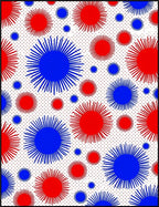 Red Blue Sunburst Polka Dot Rug