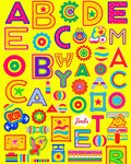 Playful Alphabet Collage Bright Colors Rug