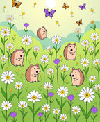 Whimsical Hedgehog Garden Butterflies Rug