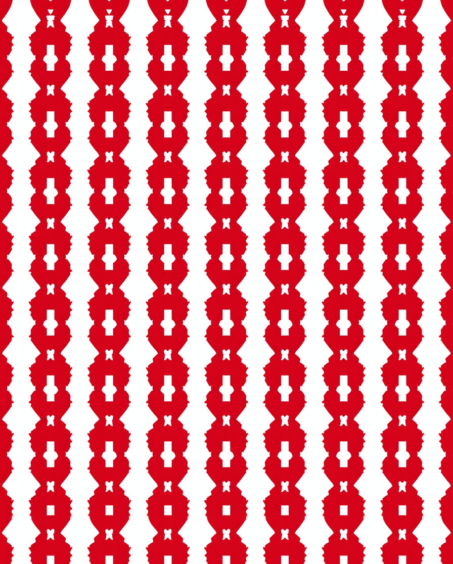 Bold Red Repeating Chain Links Rug