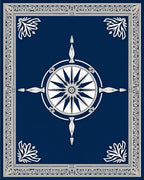 Classic Blue Compass Rose Border Rug