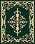 Emerald Green Classic Floral Medallion Rug