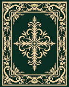 Emerald Green Classic Floral Medallion Rug