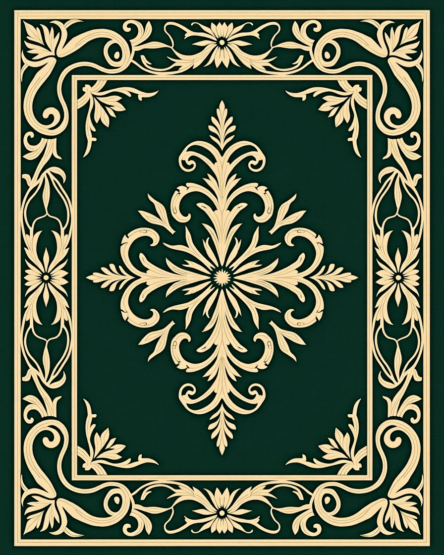 Emerald Green Classic Floral Medallion Rug